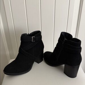 me too Black Ankle Booties with Buckle Strap